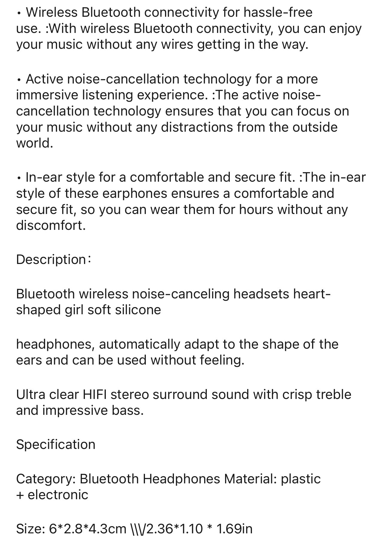 AX30 New Heart Shaped Wireless Design Girls In Ear Wireless Bluetooth Earphones Cute And Fashionable Appearance