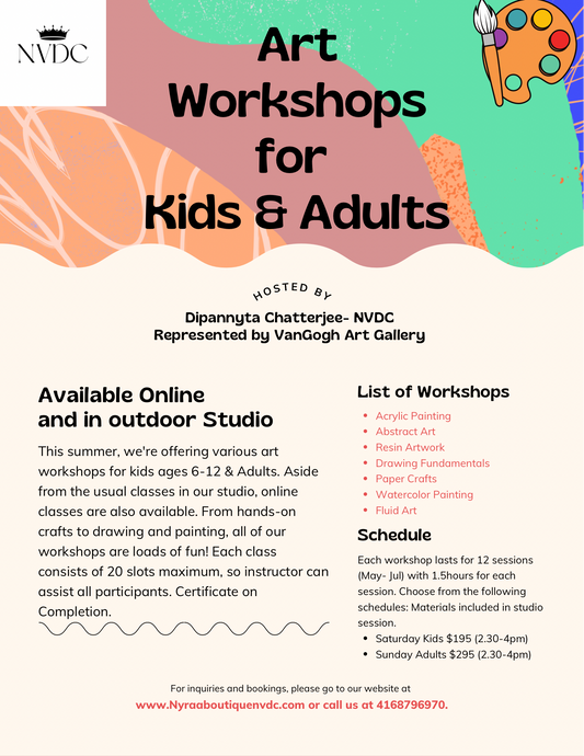 Summer Art Workshops at NVDC Studio- Kids Beginner to Advance