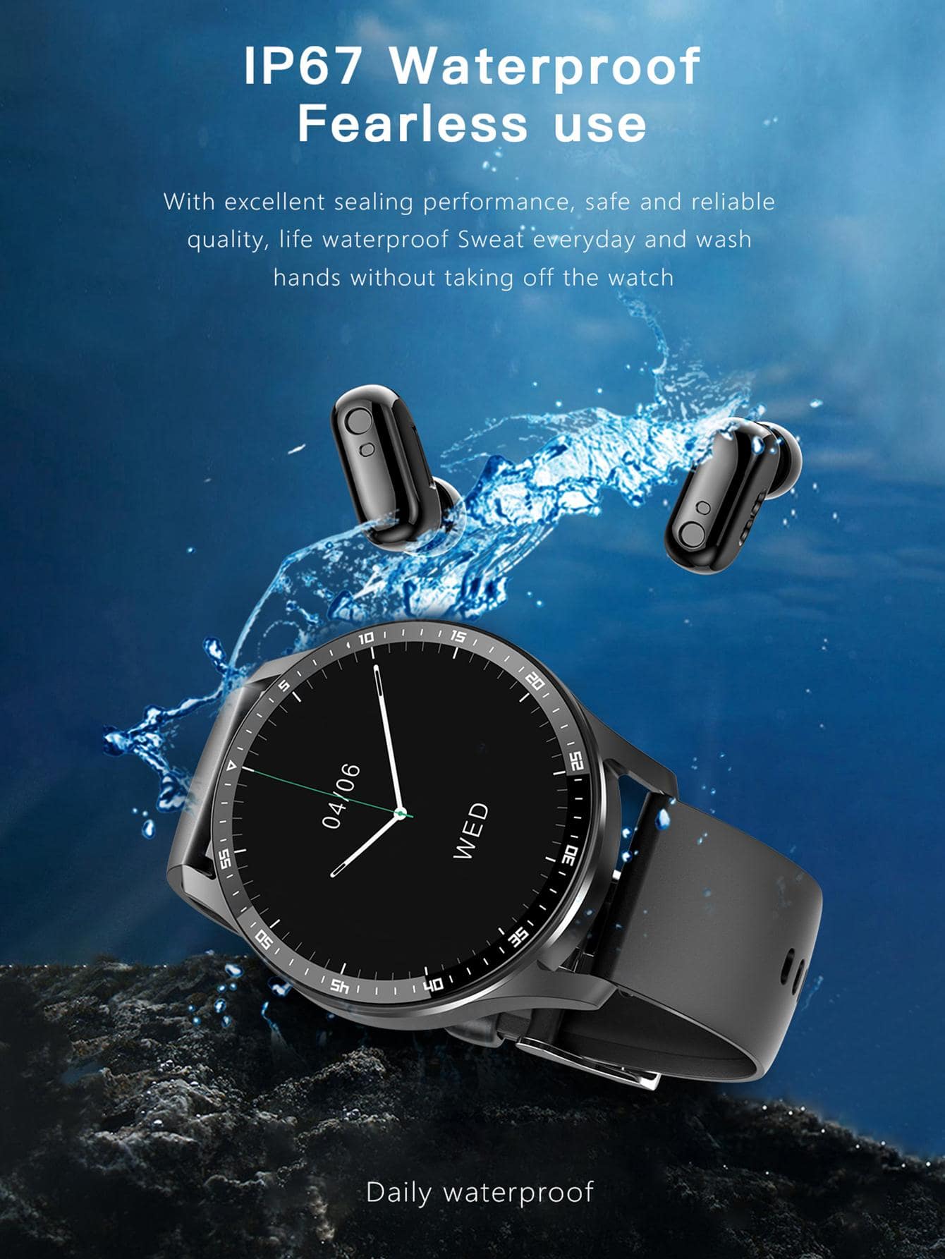 1pc Black Silicone Strap Sporty Heart Rate Monitoring And Sleep Tracking Multi-function Round Dial Smart Watch, Compatible With Androids iPhone