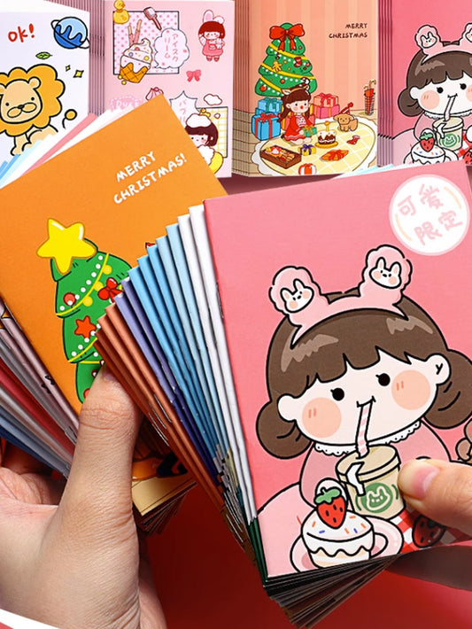 10pcs Cartoon Mini Portable Cute Notebook, A6 Memo Pad, Stationery Gift Set For Kids, Students, Office
