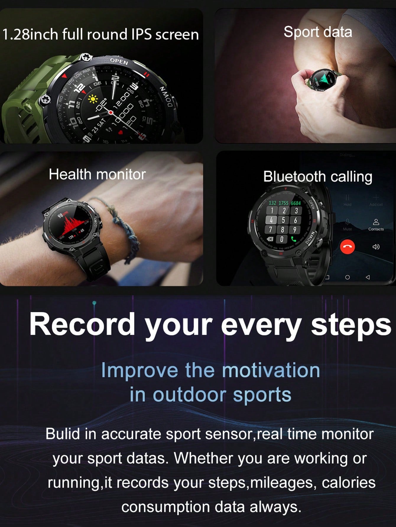 Stylish K22 Smart Watch For Men, Call, Heart Rate Monitor, Outdoor Sports Fitness Tracker, Smartwatch For Android Ios