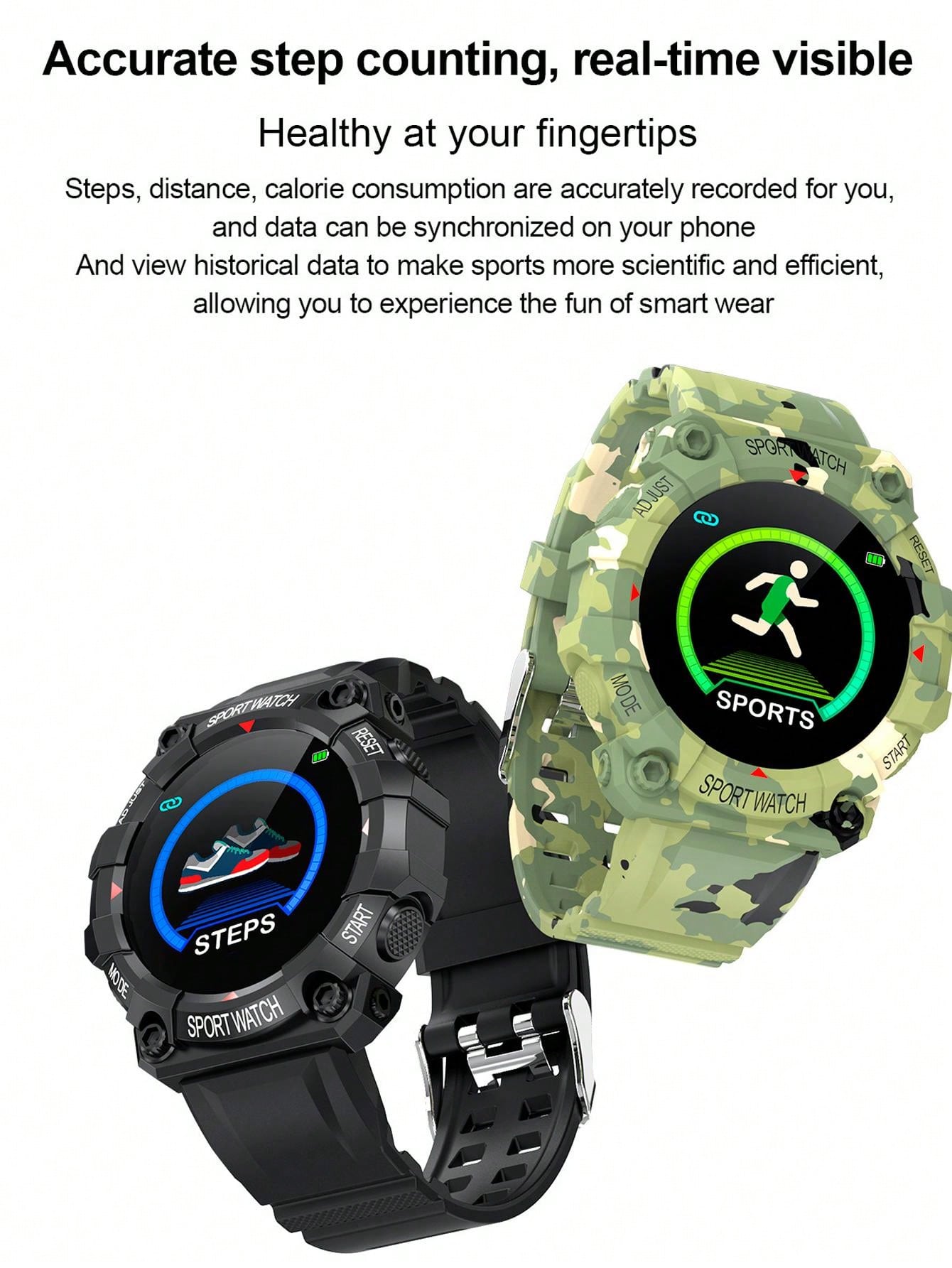Compatible With Android & Ios Systems. Multifunctional Smartwatch With Touch Screen, Silicone Strap, Multiple Sports Modes, Camera Control, Social Media Notifications, Heart Rate & Sleep Monitor.