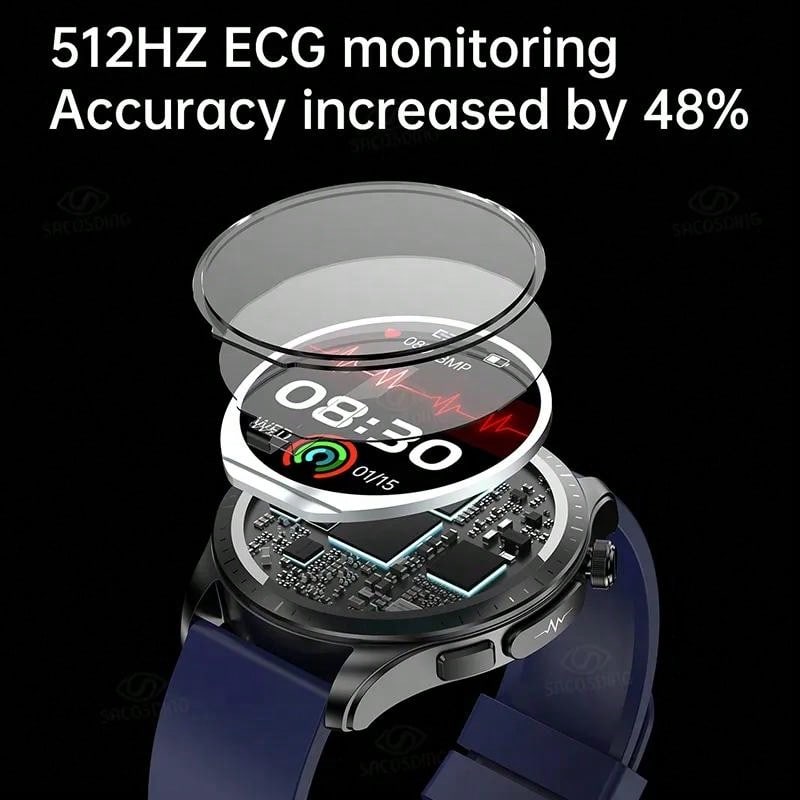 Smartwatch, 1.39-inch 360*360 Hd Touch Screen Smartwatch With Chest Strap For Real-time Ecg Analysis
