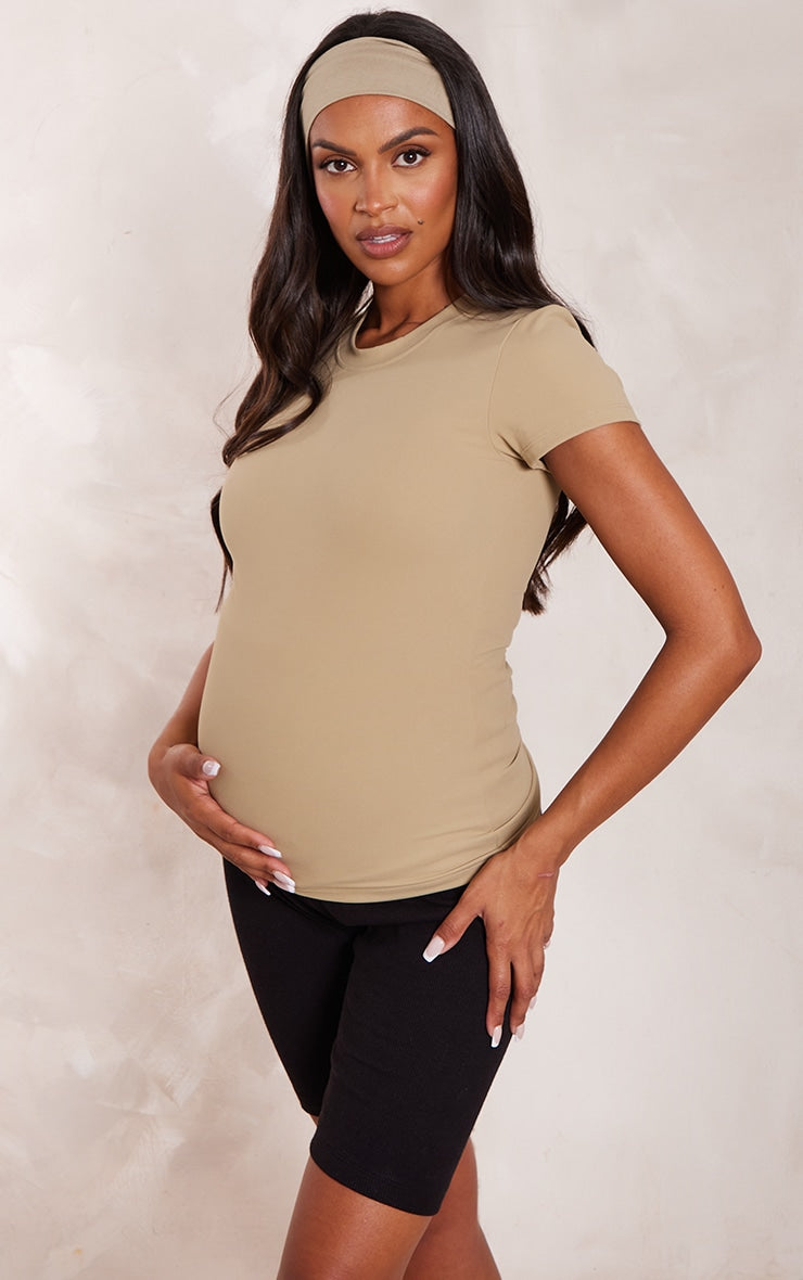 Maternity Pale Sage Green Short Sleeve Sculpt Luxe Top