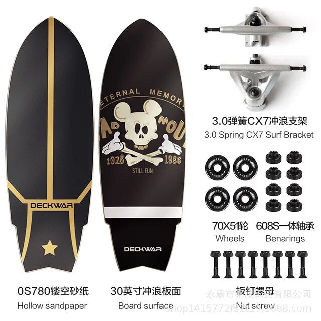 30 Inch Sport Surf Skate Board CX4 Truck 7-Tier Maple Deck Carving Land Surfskate Outdoor