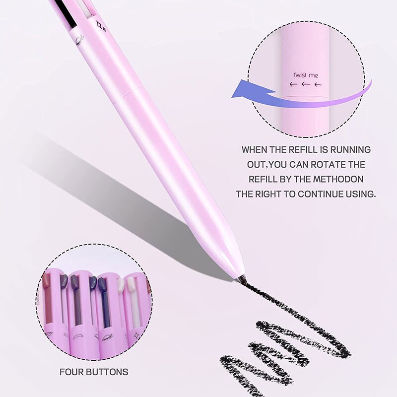 4 In 1 Makeup Pen Eyebrow Pencil Waterproof Lip Line Highlight Drawing Eye Brow Easy Color Sweat-Proof Cosmetic Beauty Tools