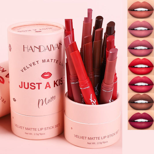 8 Pieces Gift Box Set Matte Velvet Lip Gloss Waterproof Long-lasting Liquid Lipstick Cosmetic Beauty Keep 24 Hours Korea Makeup