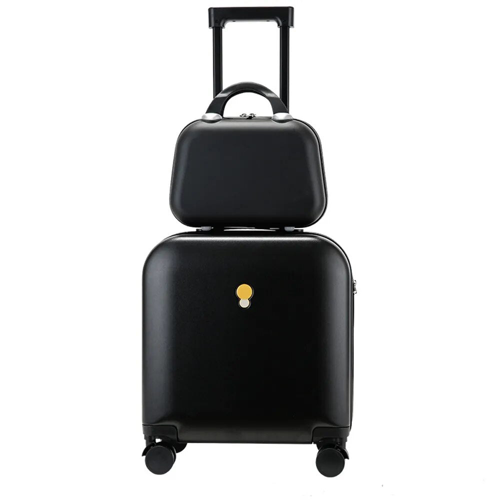 Black Waterproof Explosion-proof Lady Travel Suitcase Women's Makeup Luggage Bags Size:40-23-45cm