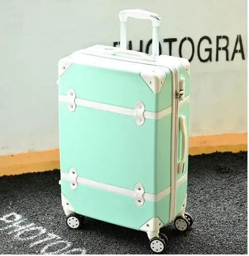 Carrylove women spinner retro luggage 20"22"24"26" trolley bag, vintage suitcase set on wheels