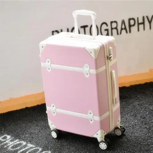 Carrylove women spinner retro luggage 20"22"24"26" trolley bag, vintage suitcase set on wheels