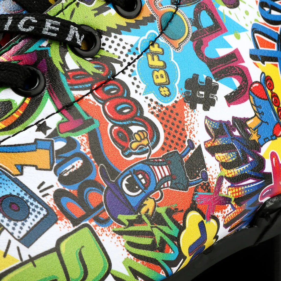 Graffiti Roller Skates Adult Double Row Skates Microfiber Leather