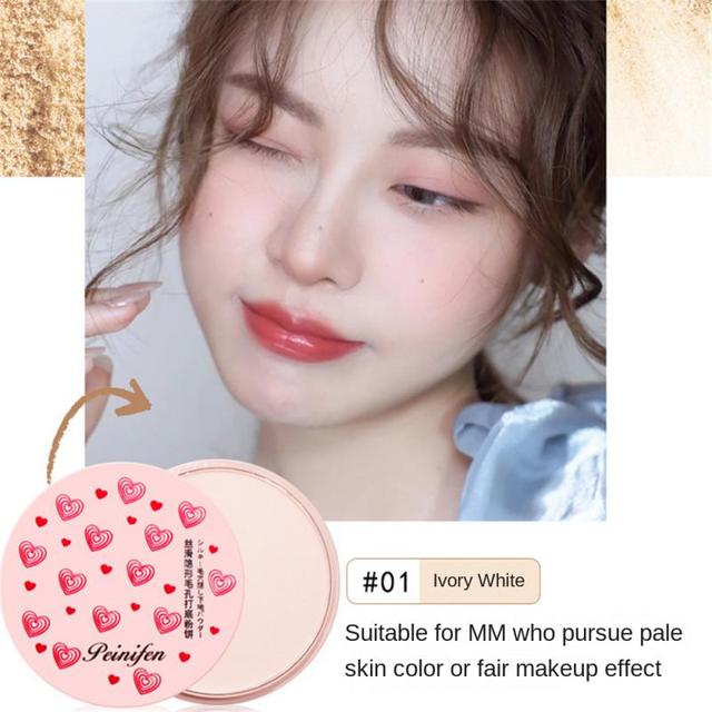 Mineral Face Pressed Powder Silky Invisible Pore Powder Cake Brightening Concealer Foundation Makeup Powde Matte Lasting