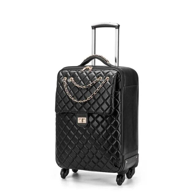 Vescovo Spinner Leather 20"24" Luxury Travel Suitcase On Wheel