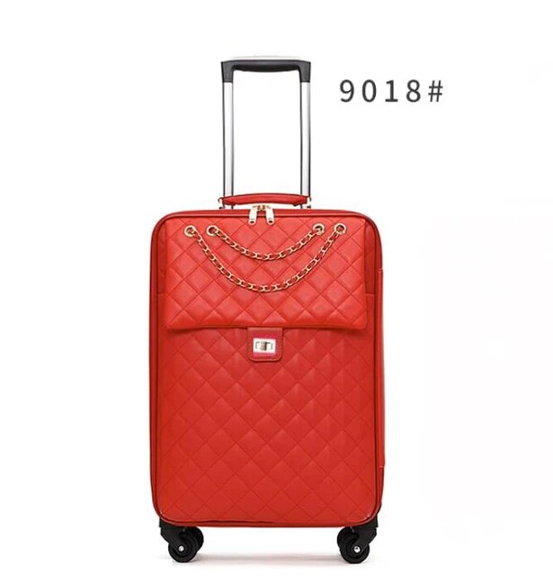 Vescovo Spinner Leather 20"24" Luxury Travel Suitcase On Wheel