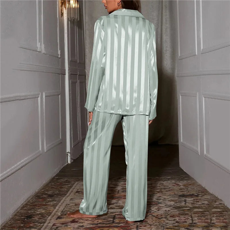 Women's striped pajama set French silk