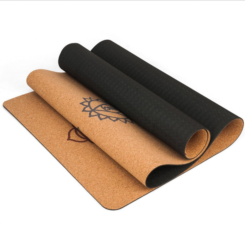183X68cm Chakra Meditation Yoga Cork Mat-Eco Friendly