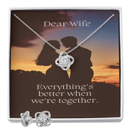 Love Knot Earring plus Necklace with Message Card