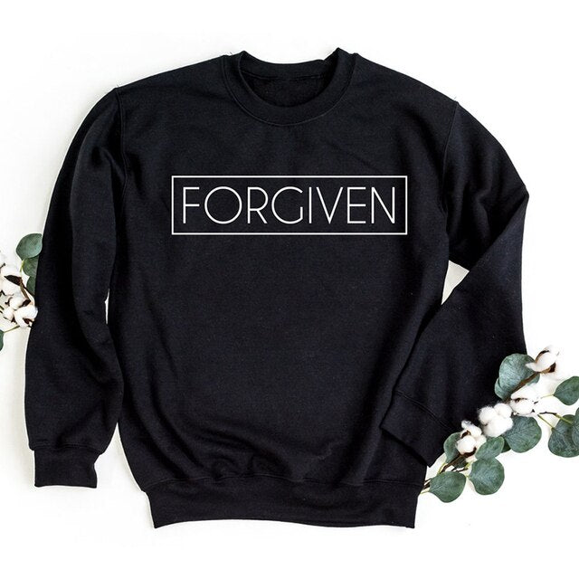 Forgiven Box Printed Women Sweatshirts Crewneck Religious Fashion Hoodies Spring Inspirational Christian Clothes